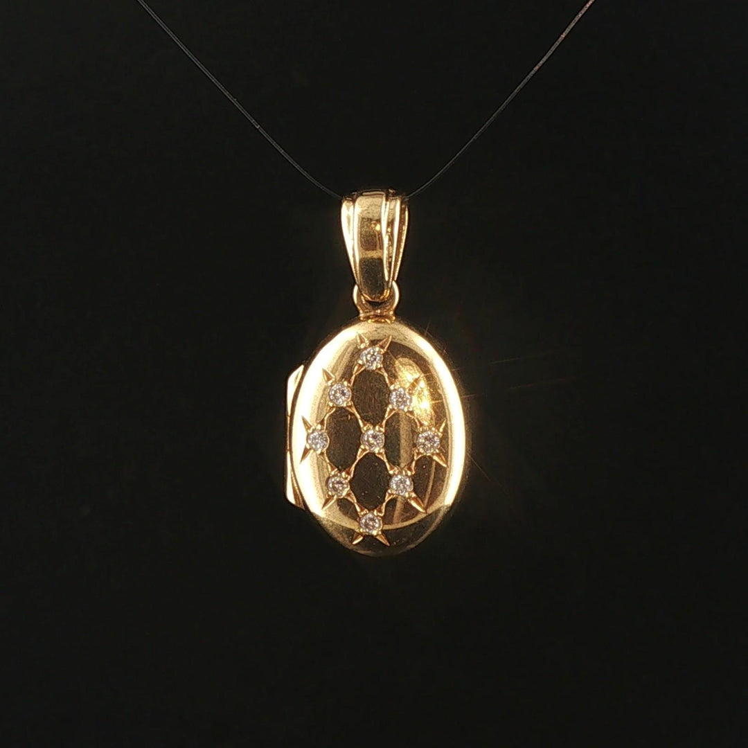 Charles Green & Sons 18k Yellow Gold and Diamond Vintage Locket Pendant