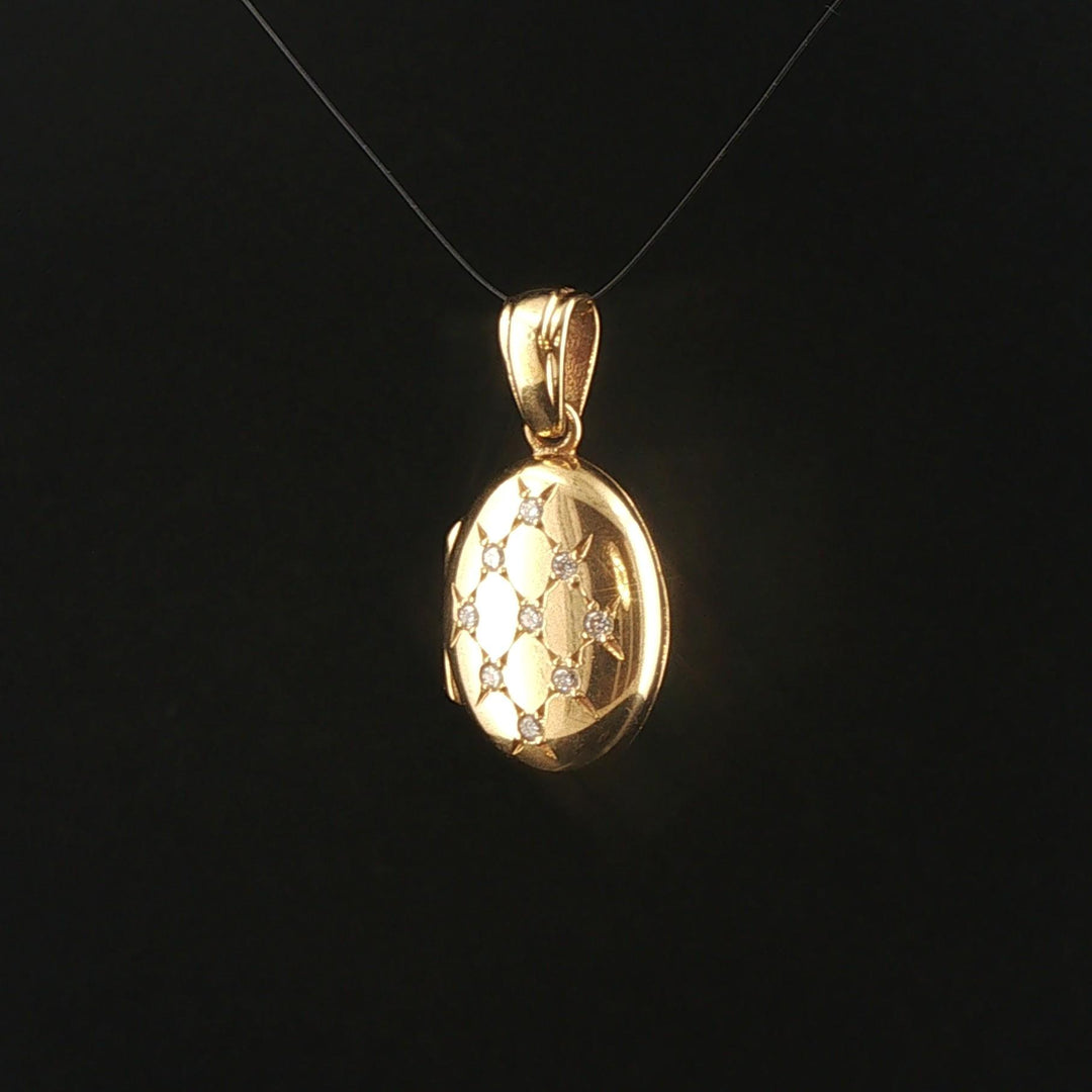 Charles Green & Sons 18k Yellow Gold and Diamond Vintage Locket Pendant