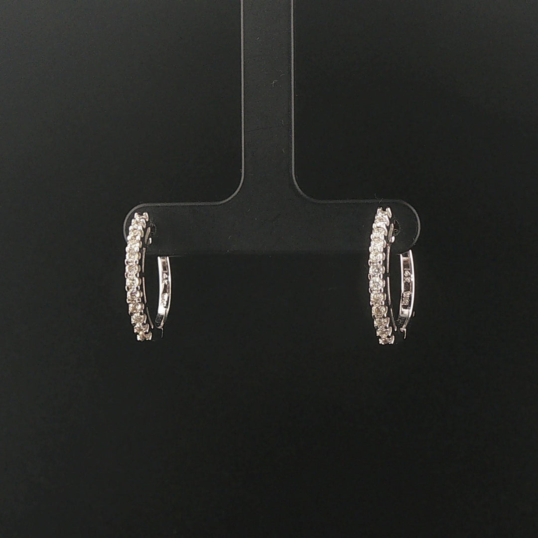 14k White Gold and 0.50cttw Diamond Hoop Earrings