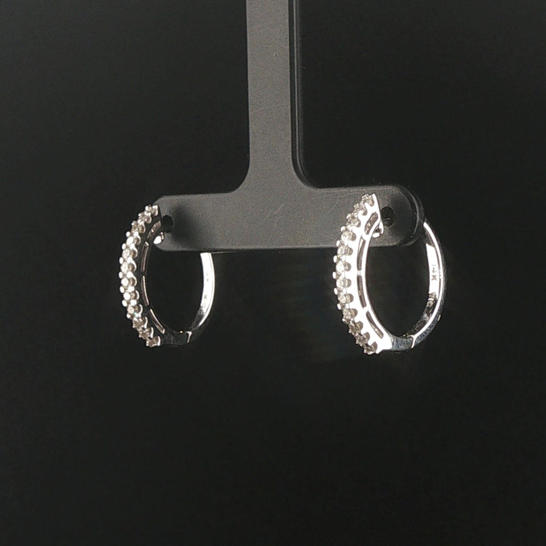 14k White Gold and 0.50cttw Diamond Hoop Earrings
