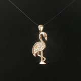 14k Yellow Gold 0.30cttw Diamond Flamingo Pendant 1.2"