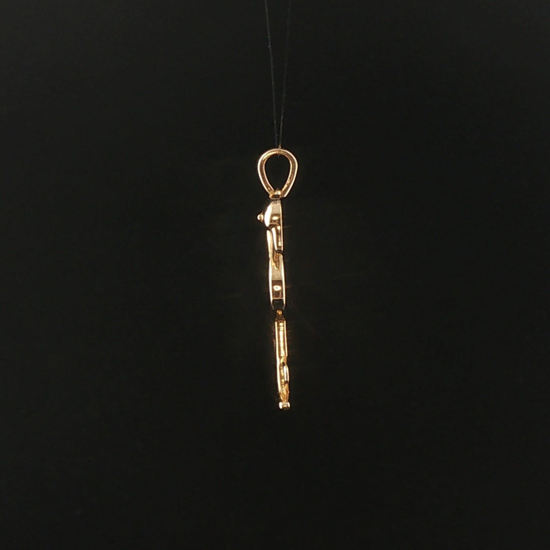 14k Yellow Gold 0.30cttw Diamond Flamingo Pendant 1.2"