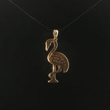 14k Yellow Gold 0.30cttw Diamond Flamingo Pendant 1.2"