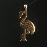 14k Yellow Gold 0.30cttw Diamond Flamingo Pendant 1.2"