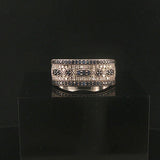 14k White Gold Blue Sapphire and Diamond Vintage Band Ring Size 8