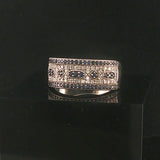 14k White Gold Blue Sapphire and Diamond Vintage Band Ring Size 8