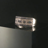14k White Gold Blue Sapphire and Diamond Vintage Band Ring Size 8