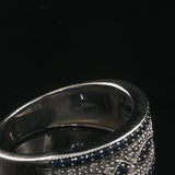 14k White Gold Blue Sapphire and Diamond Vintage Band Ring Size 8