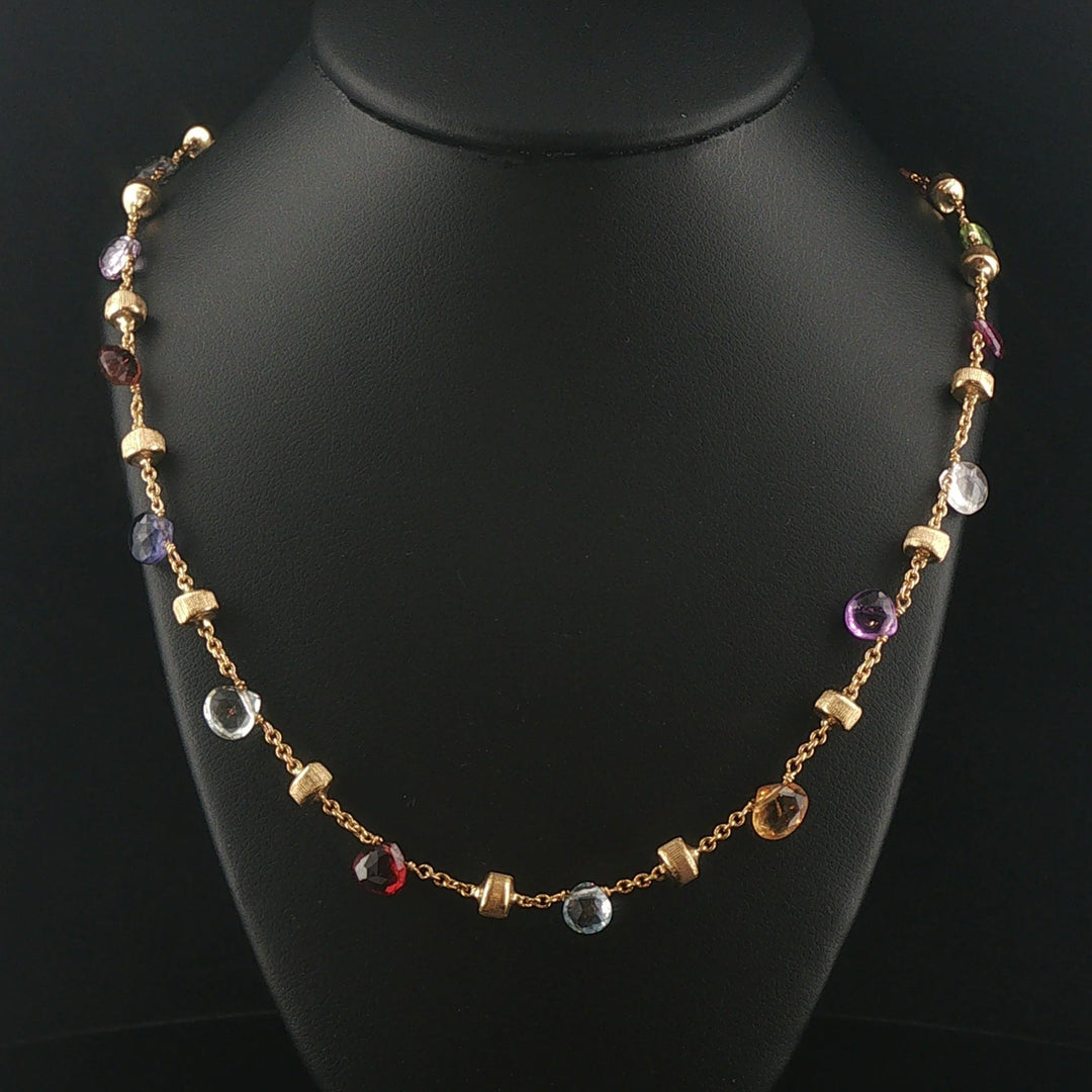 Marco Bicego Paradise 18k Yellow Gold and Multi Gemstone Station Necklace 16"