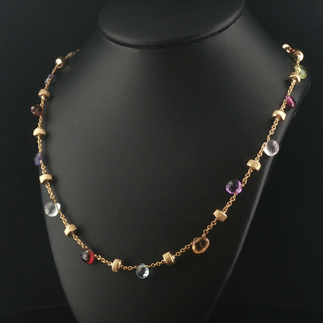 Marco Bicego Paradise 18k Yellow Gold and Multi Gemstone Station Necklace 16"
