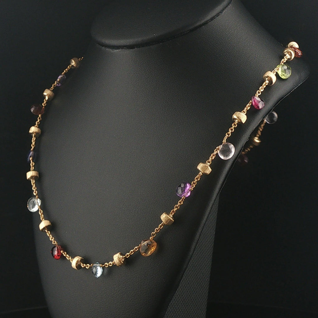 Marco Bicego Paradise 18k Yellow Gold and Multi Gemstone Station Necklace 16"