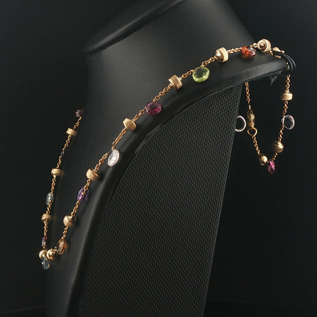 Marco Bicego Paradise 18k Yellow Gold and Multi Gemstone Station Necklace 16"