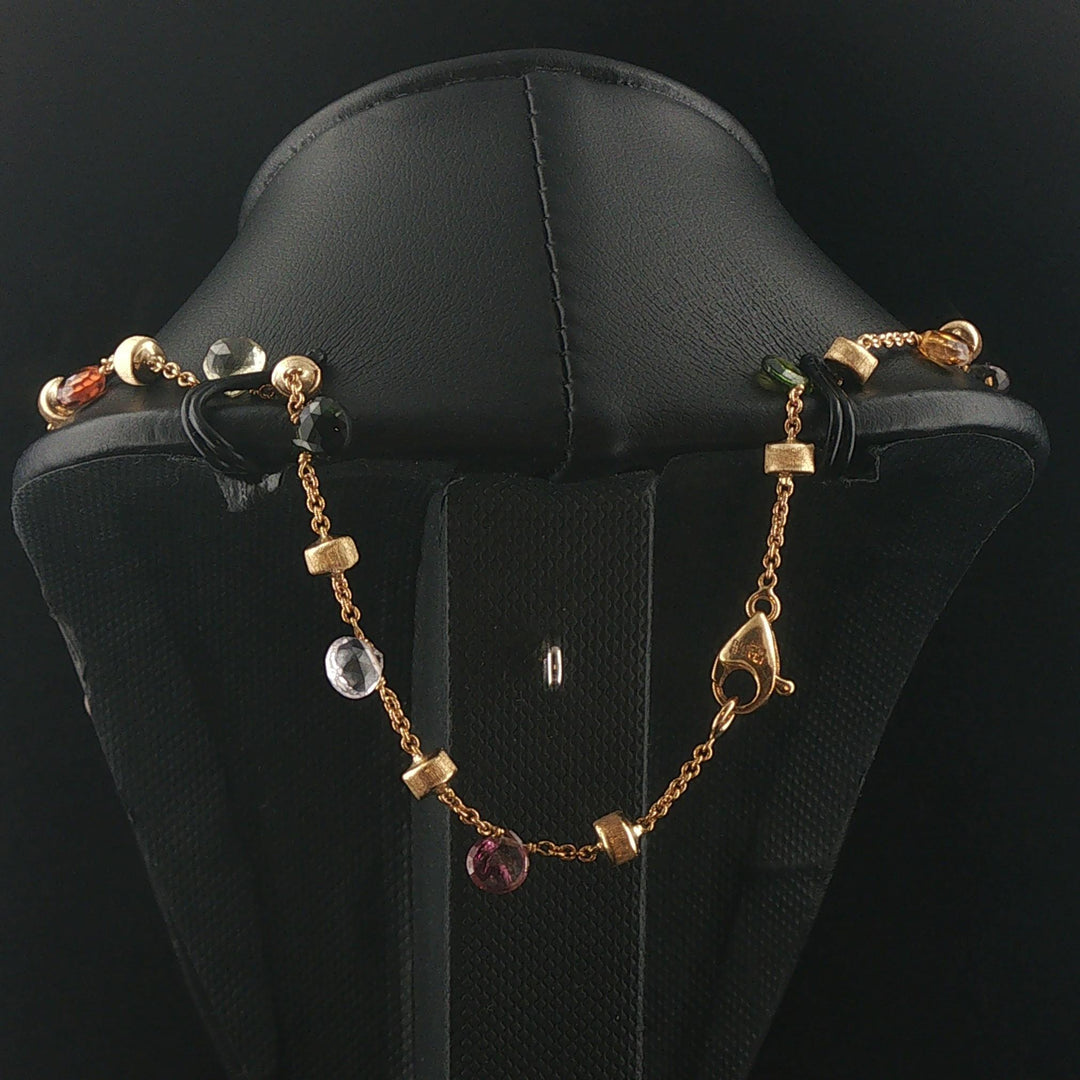 Marco Bicego Paradise 18k Yellow Gold and Multi Gemstone Station Necklace 16"