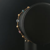 Marco Bicego Paradise 18k Yellow Gold and Multi Gemstone Station Bracelet 7"