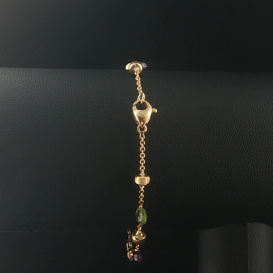 Marco Bicego Paradise 18k Yellow Gold and Multi Gemstone Station Bracelet 7"