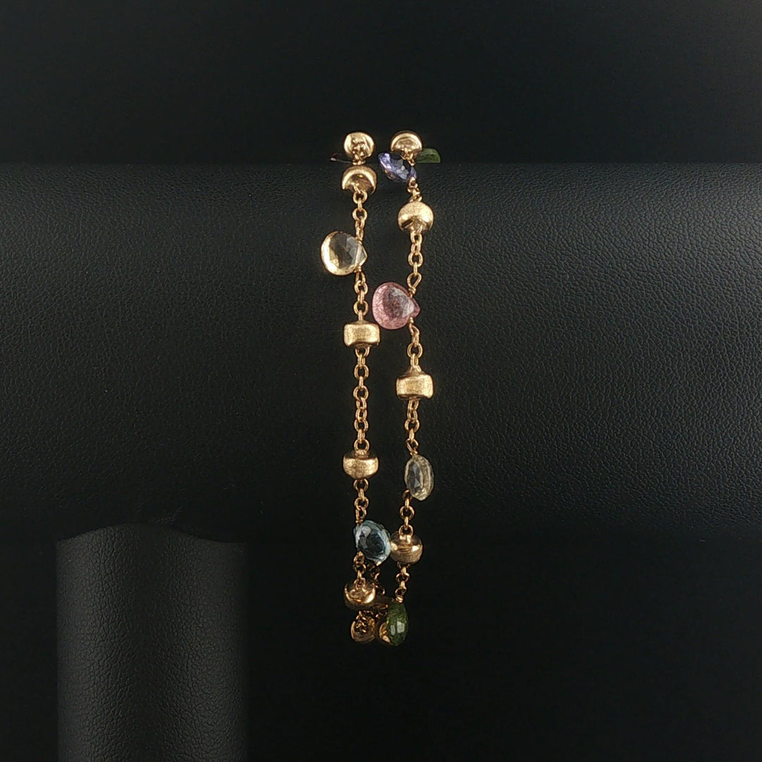 Marco Bicego Paradise 18k Yellow Gold and Multi Gemstone Two Strand Bracelet 7"