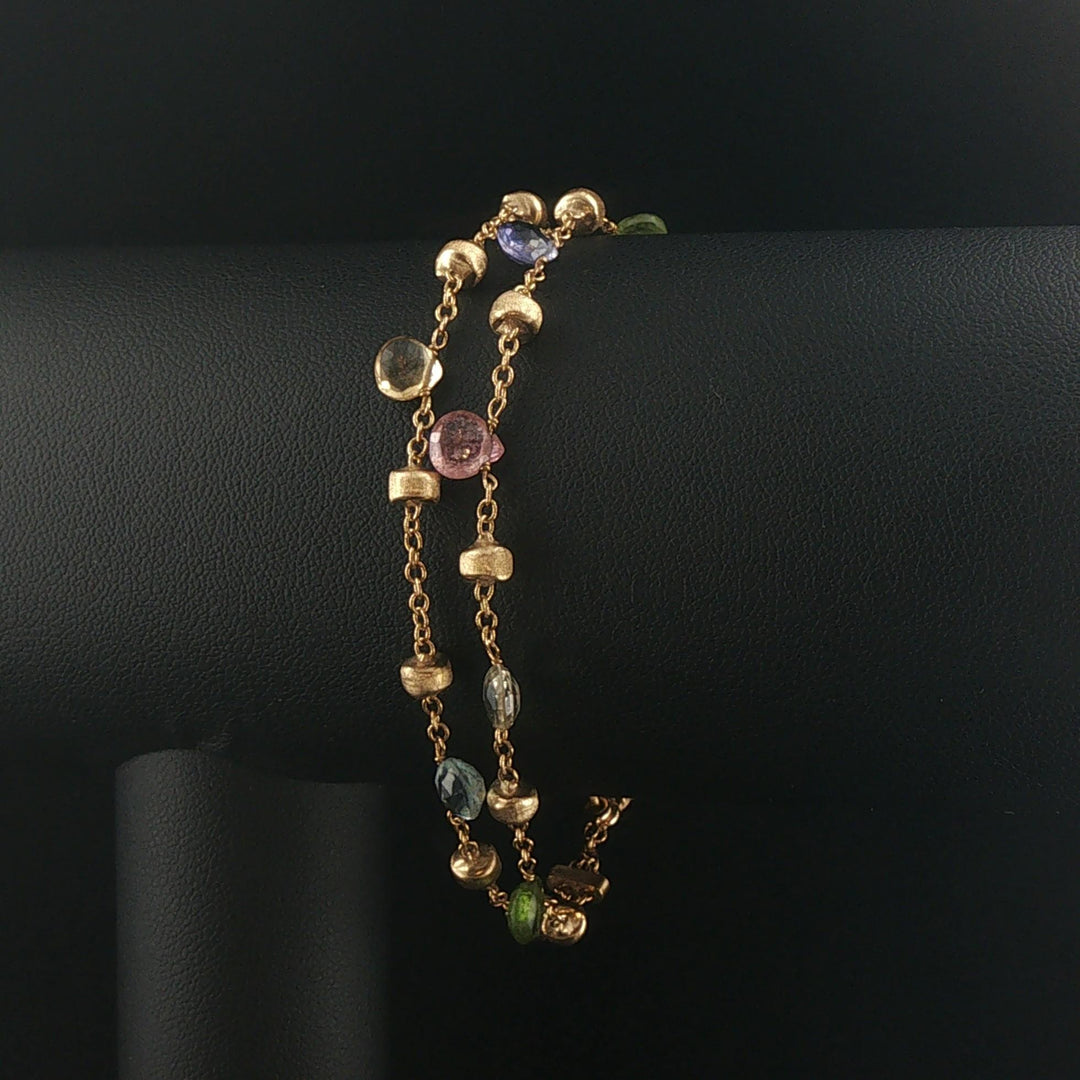 Marco Bicego Paradise 18k Yellow Gold and Multi Gemstone Two Strand Bracelet 7"