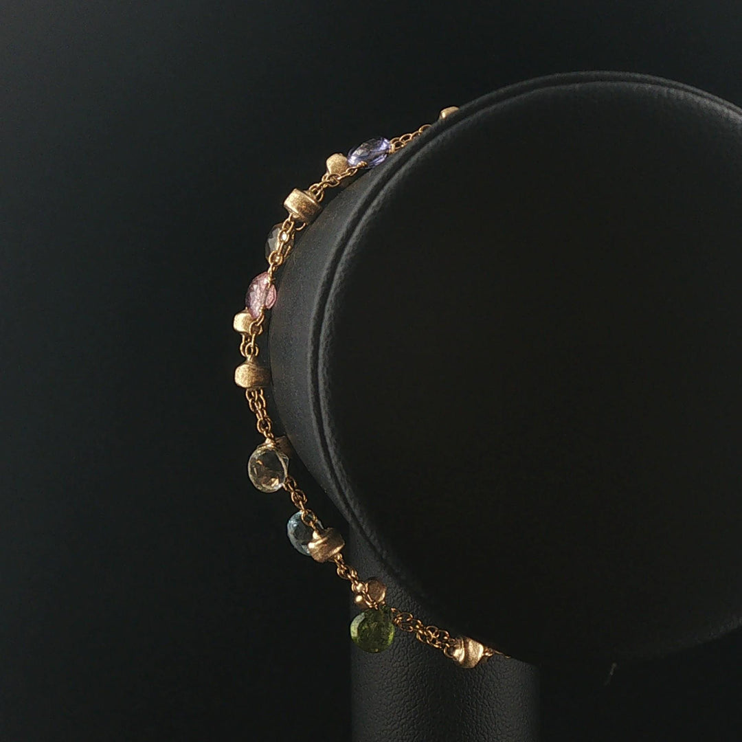 Marco Bicego Paradise 18k Yellow Gold and Multi Gemstone Two Strand Bracelet 7"