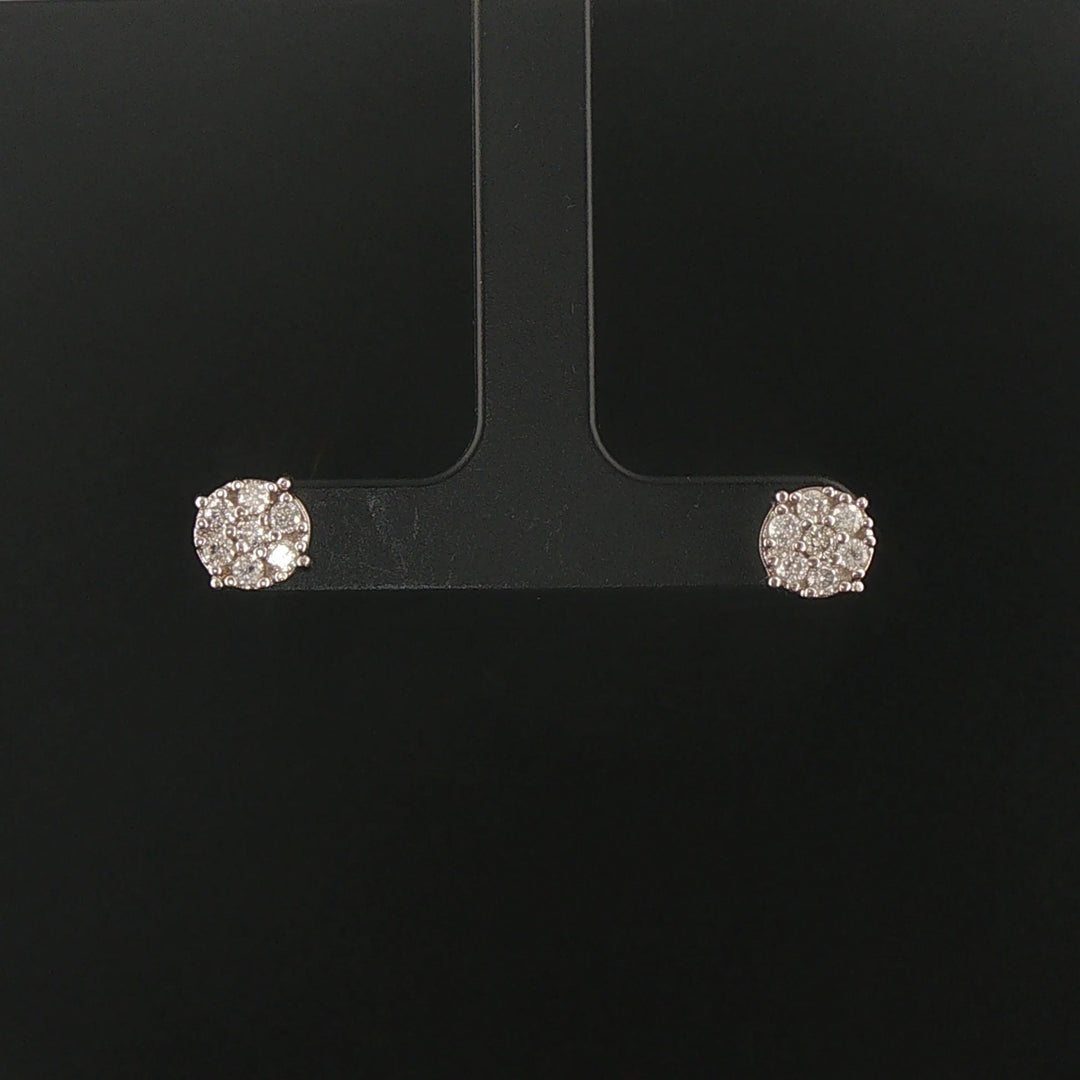 14k White Gold and 0.75cttw Diamond Cluster Stud Earrings