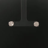 14k White Gold and 0.75cttw Diamond Cluster Stud Earrings