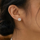 14k White Gold and 0.75cttw Diamond Cluster Stud Earrings