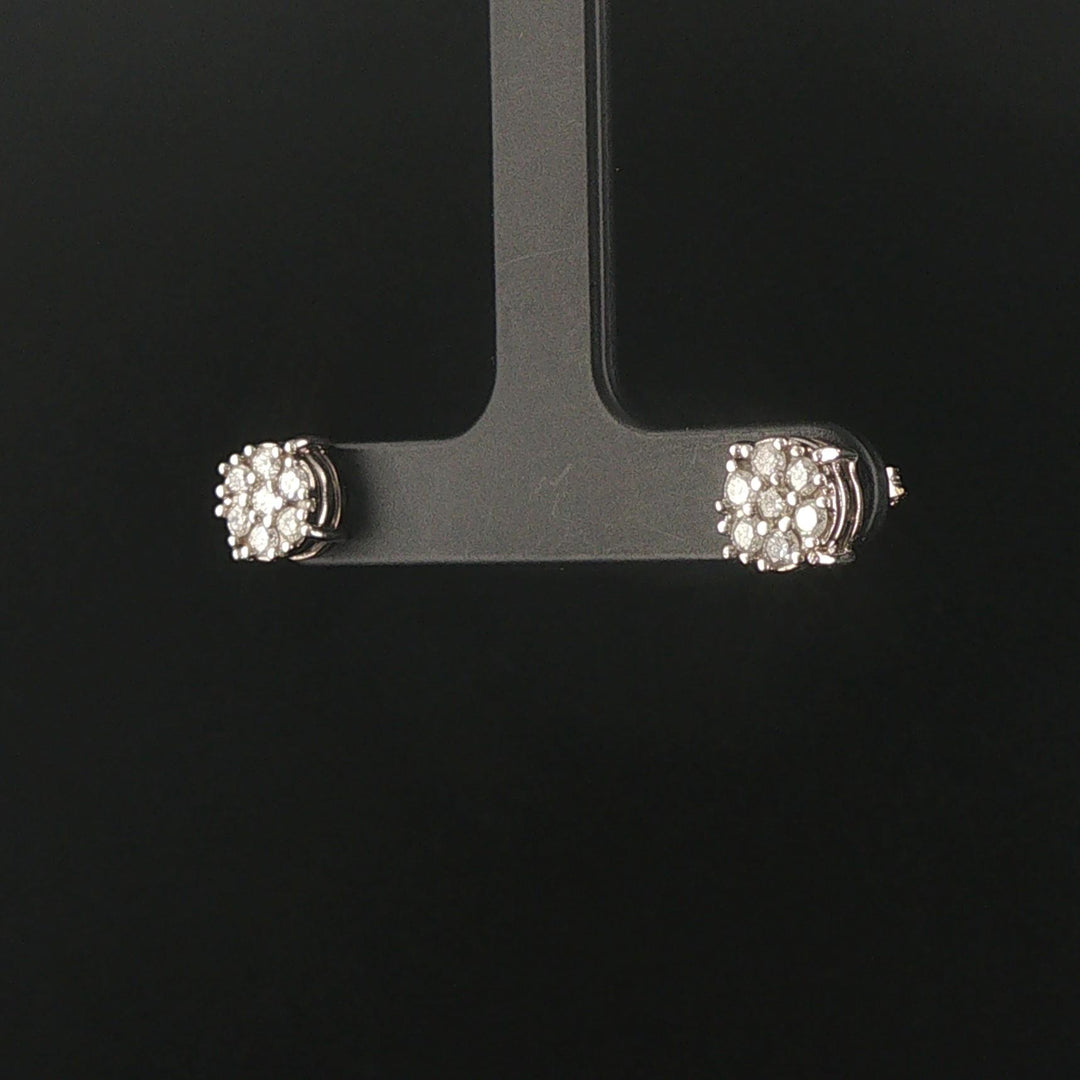 14k White Gold and 0.75cttw Diamond Cluster Stud Earrings