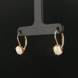 14k Yellow Gold and Opal Drop Earrings 0.65"