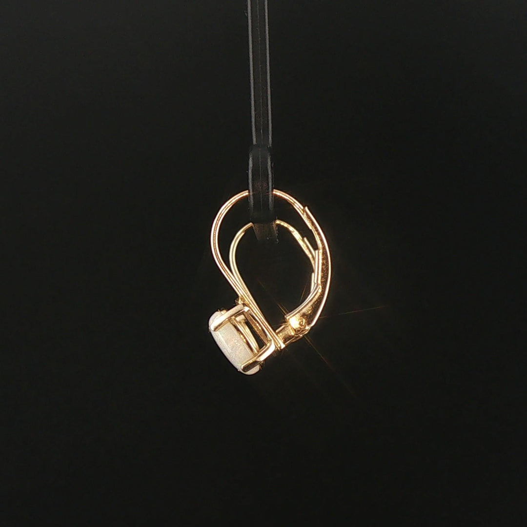 14k Yellow Gold and Opal Drop Earrings 0.65"