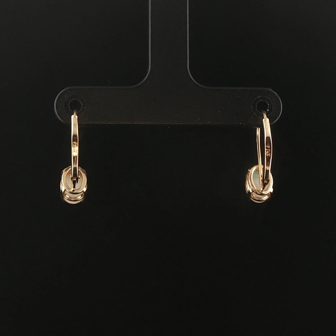 14k Yellow Gold and Opal Drop Earrings 0.65"