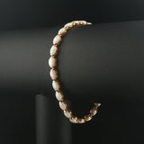 14k Yellow Gold and Opal 7.4g Ladies Vintage Link Bracelet 7.25"