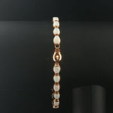 14k Yellow Gold and Opal 7.4g Ladies Vintage Link Bracelet 7.25"