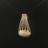 14k Yellow Gold and Opal Vintage Solid Handmade Pendant 1.4"