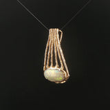 14k Yellow Gold and Opal Vintage Solid Handmade Pendant 1.4"
