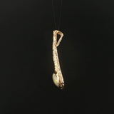 14k Yellow Gold and Opal Vintage Solid Handmade Pendant 1.4"