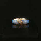 14k Yellow Gold Opal and Diamond Ladies Solid Band Ring Size 5.75