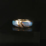 14k Yellow Gold Opal and Diamond Ladies Solid Band Ring Size 5.75