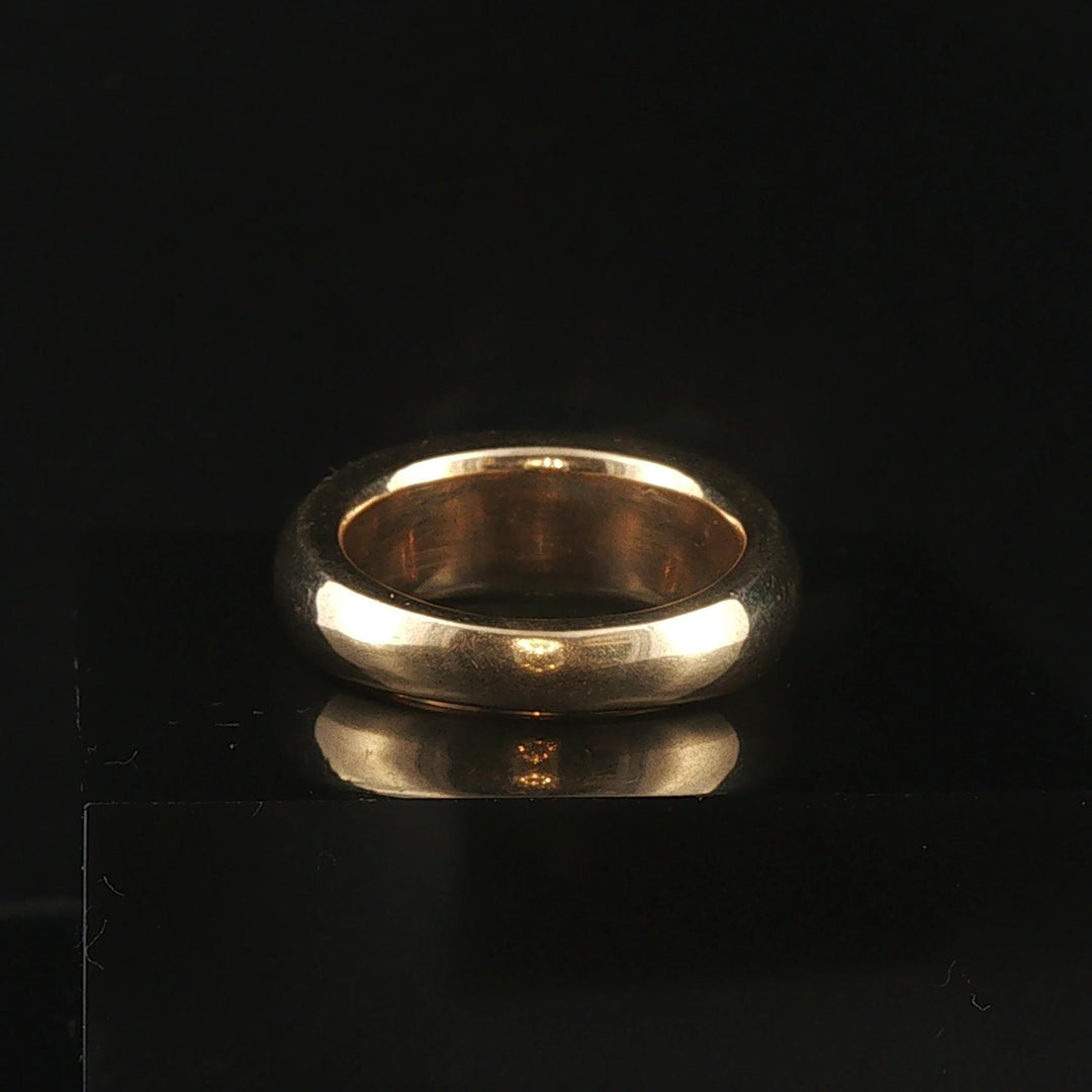 14k Yellow Gold Opal and Diamond Ladies Solid Band Ring Size 5.75