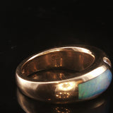 14k Yellow Gold Opal and Diamond Ladies Solid Band Ring Size 5.75