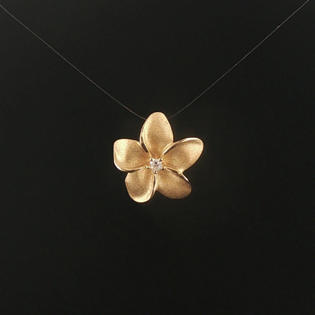 Denny Wong 14k Yellow Gold and Diamond Plumeria Floral Pendant