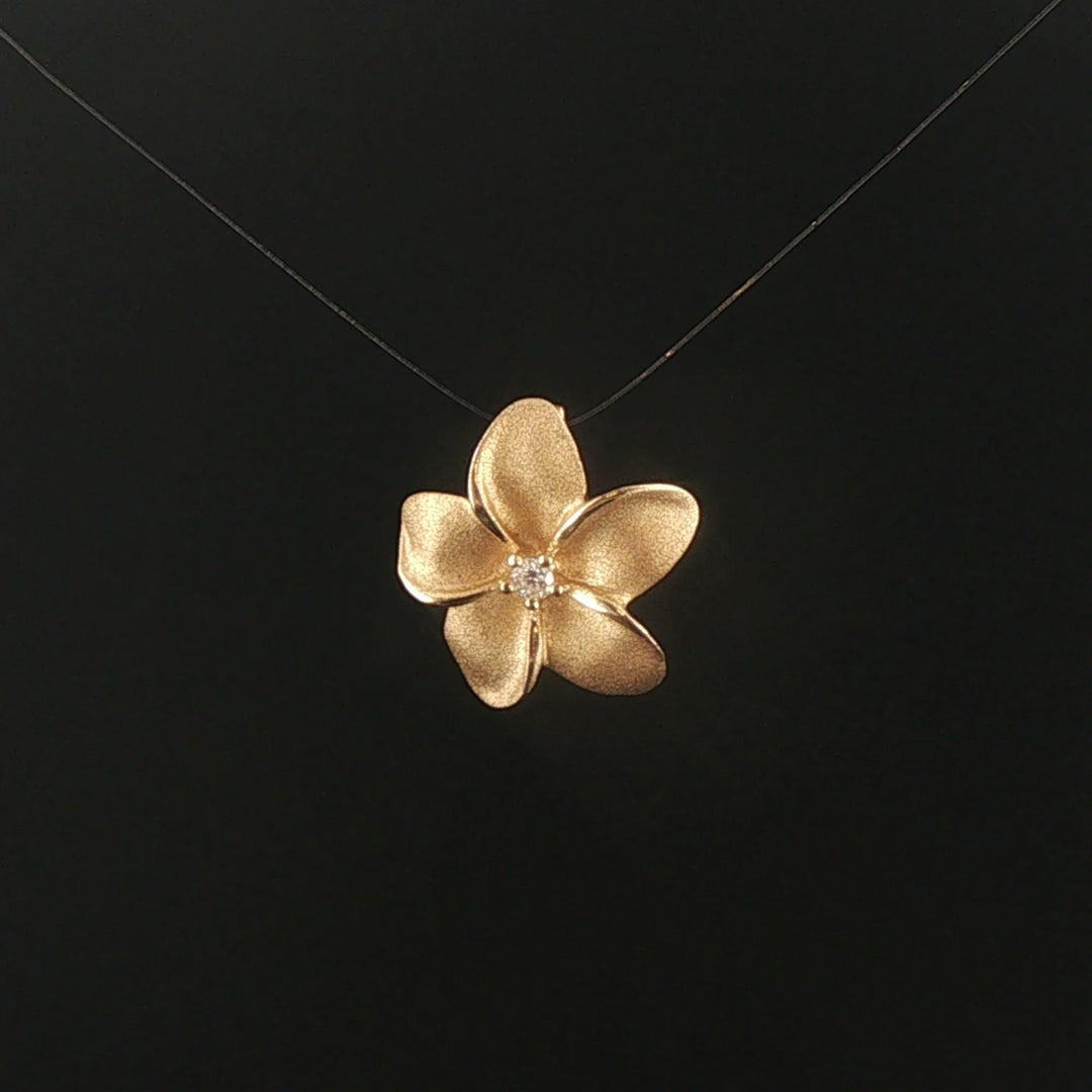 Denny Wong 14k Yellow Gold and Diamond Plumeria Floral Pendant