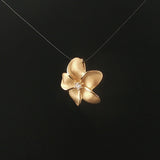 Denny Wong 14k Yellow Gold and Diamond Plumeria Floral Pendant