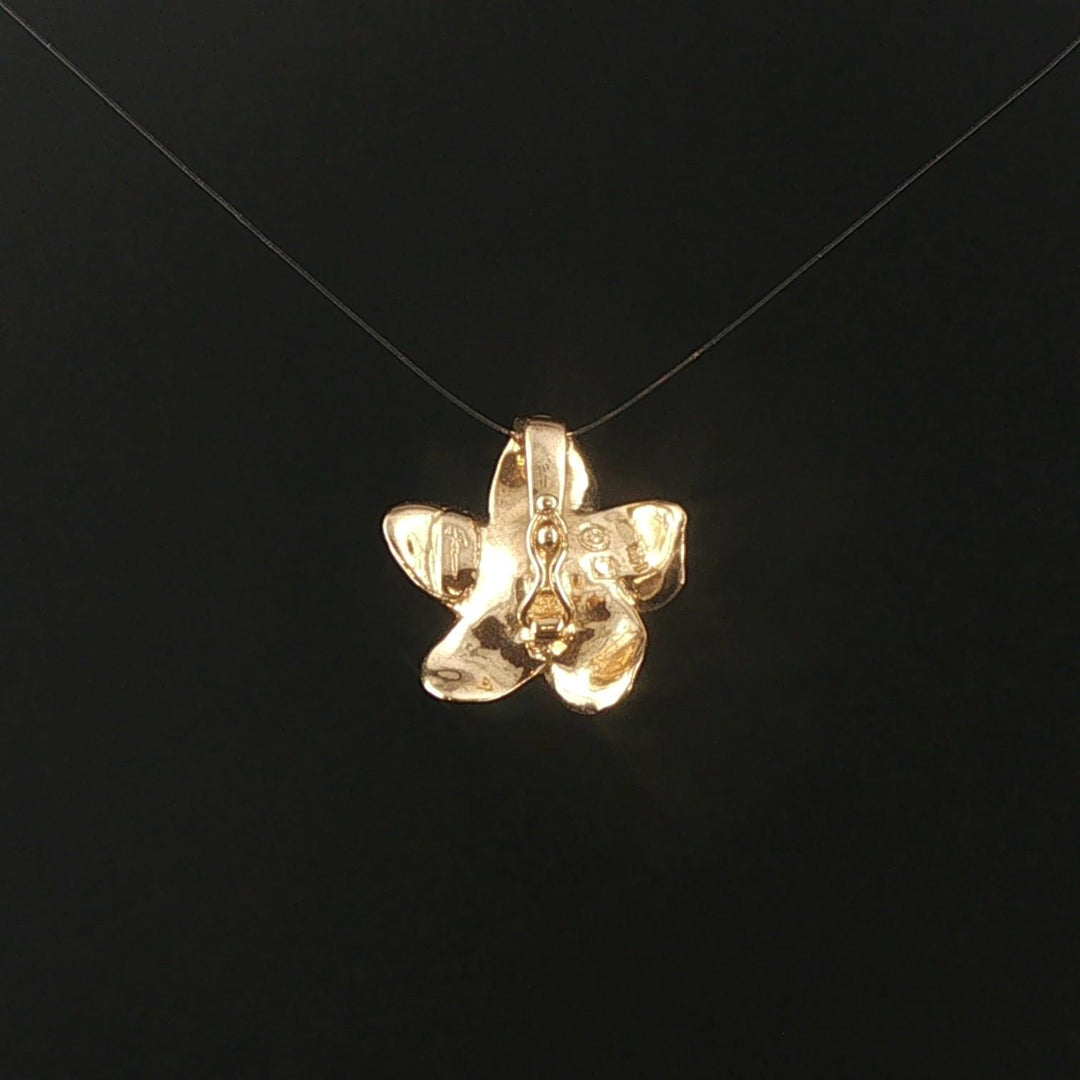Denny Wong 14k Yellow Gold and Diamond Plumeria Floral Pendant