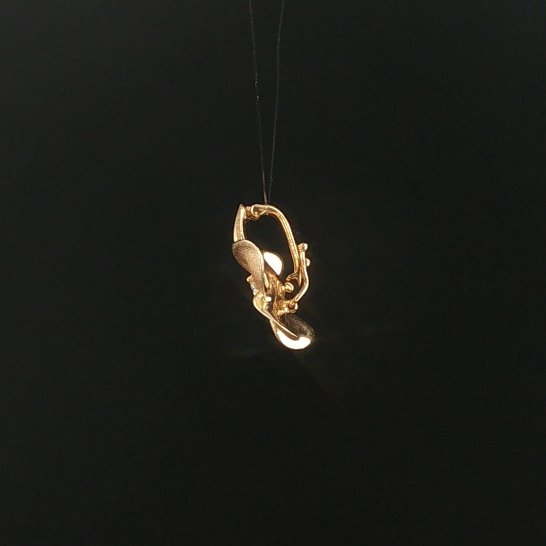 Denny Wong 14k Yellow Gold and Diamond Plumeria Floral Pendant