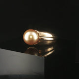 14k Yellow Gold and 10mm Golden South Sea Pearl Solid Ring Size 6