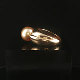 14k Yellow Gold and 10mm Golden South Sea Pearl Solid Ring Size 6