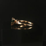 14k Yellow Gold Heart Cut Green Tourmaline and Baguette Diamond Ring Size 6.25