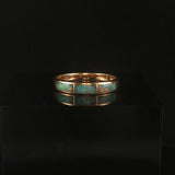 14k Yellow Gold Opal and Diamond Ladies Solid Band Ring Size 5.75