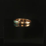 14k Yellow Gold Opal and Diamond Ladies Solid Band Ring Size 5.75
