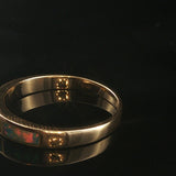 14k Yellow Gold Opal and Diamond Ladies Solid Band Ring Size 5.75