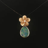 Denny Wong 14k Yellow Gold Opal and Diamond Plumeria Floral Pendant